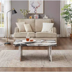 Table basse de salon moderne en similicuir marbre Cavira de Roundhill Furniture