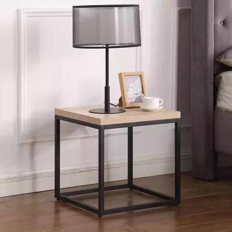 Crafted for both style and function, this End Table Side Table,Square Wood and Metal Nightstand,Storage Small End Table, for Living Room.