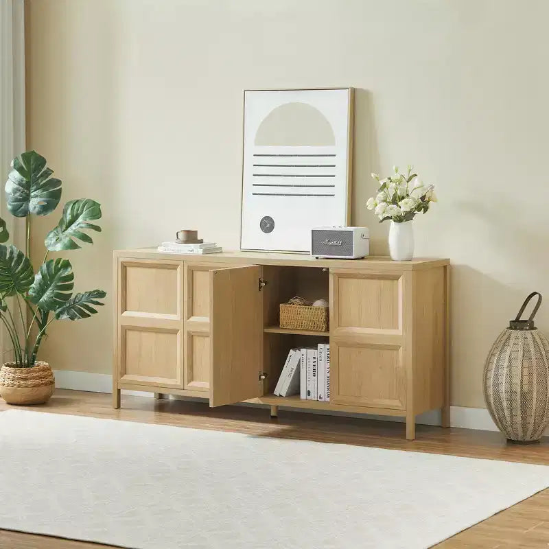 GDFStudio Aleksander Buffet moderne en bois de 170 cm avec 4 portes et charnières à fermeture douce