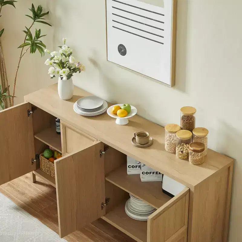 GDFStudio Aleksander Buffet moderne en bois de 170 cm avec 4 portes et charnières à fermeture douce