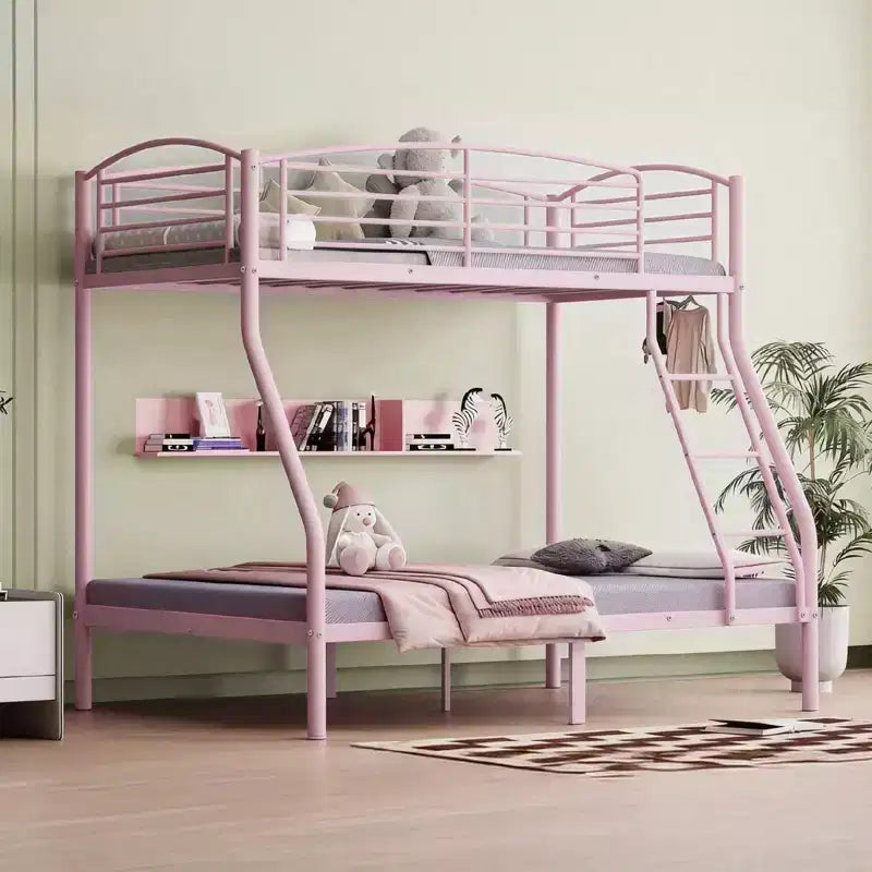 Lit superposé double sur grand lit, lits superposés en métal avec échelle et garde-corps, robustes, bords arrondis lisses, design peu encombrant, idéal pour les dortoirs et les petites pièces