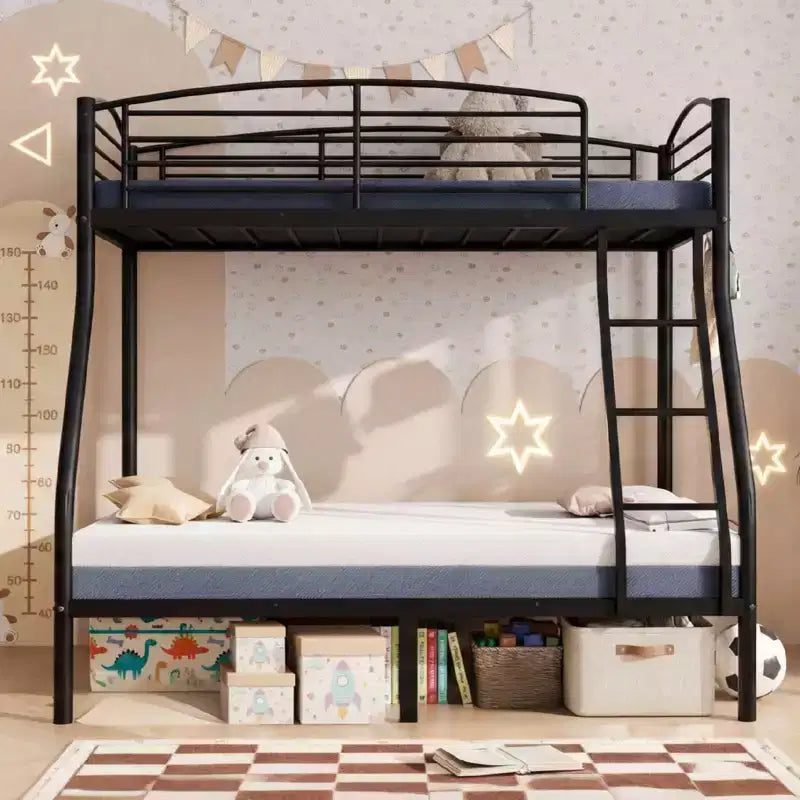 Lit superposé double sur grand lit, lits superposés en métal avec échelle et garde-corps, robustes, bords arrondis lisses, design peu encombrant, idéal pour les dortoirs et les petites pièces