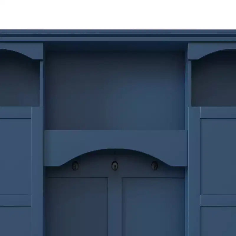 Porte-manteau d'entrée tout-en-un moderne avec étagères réglables, banc de rangement de style ferme avec 7 crochets et armoires latérales, organisateur d'entrée - ModernLuxe