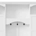 Porte-manteau d'entrée tout-en-un moderne avec étagères réglables, banc de rangement de style ferme avec 7 crochets et armoires latérales, organisateur d'entrée - ModernLuxe
