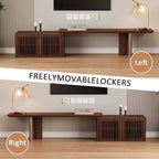 JVNOXK Meuble TV extensible de 153 à 214 cm pour téléviseurs jusqu'à 55 pouces, meuble TV moderne, centre de divertissement avec rangement, pour salon, chambre, noyer