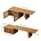 JVNOXK Meuble TV extensible de 153 à 214 cm pour téléviseurs jusqu'à 55 pouces, meuble TV moderne, centre de divertissement avec rangement, pour salon, chambre, noyer