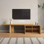 JVNOXK Meuble TV extensible de 153 à 214 cm pour téléviseurs jusqu'à 55 pouces, meuble TV moderne, centre de divertissement avec rangement, pour salon, chambre, noyer