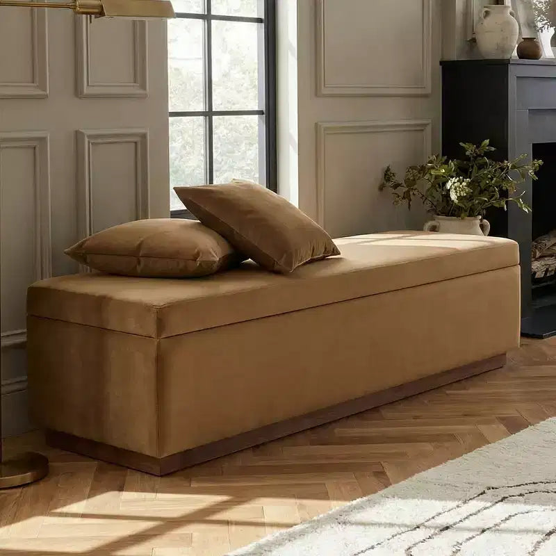 Banc de rangement capitonné en velours moderne de 60 po, élégant banc de salon avec rangement dissimulé, banc de bout de lit et d'entrée - Panipeachy