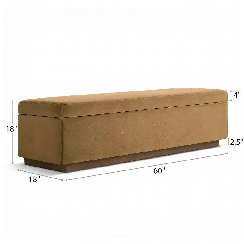 Banc de rangement capitonné en velours moderne de 60 po, élégant banc de salon avec rangement dissimulé, banc de bout de lit et d'entrée - Panipeachy