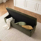 Banc de rangement capitonné en velours moderne de 60 po, élégant banc de salon avec rangement dissimulé, banc de bout de lit et d'entrée - Panipeachy