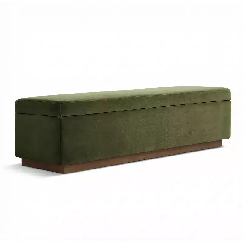 Banc de rangement capitonné en velours moderne de 60 po, élégant banc de salon avec rangement dissimulé, banc de bout de lit et d'entrée - Panipeachy
