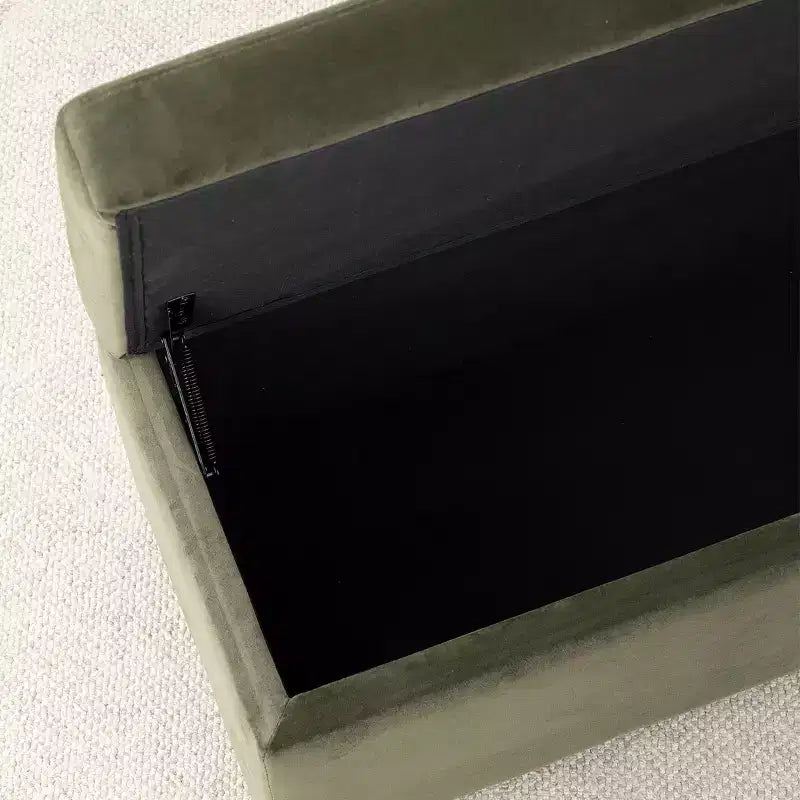 Banc de rangement capitonné en velours moderne de 60 po, élégant banc de salon avec rangement dissimulé, banc de bout de lit et d'entrée - Panipeachy
