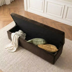 Banc de rangement capitonné en velours moderne de 60 po, élégant banc de salon avec rangement dissimulé, banc de bout de lit et d'entrée - Panipeachy