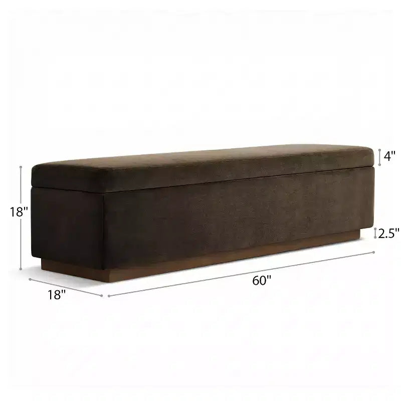Banc de rangement capitonné en velours moderne de 60 po, élégant banc de salon avec rangement dissimulé, banc de bout de lit et d'entrée - Panipeachy