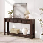 54 Table console de ferme rustique pour l'entrée, longue table de canapé en bois avec 2 tiroirs de rangement et étagère ouverte pour le couloir et le salon
