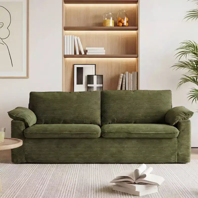 Dyonery 70 Causeuse en Velours, Canapé Moderne, Causeuse Profonde Déhoussable avec 2 Larges Accoudoirs Coussins et Dossier Moelleux