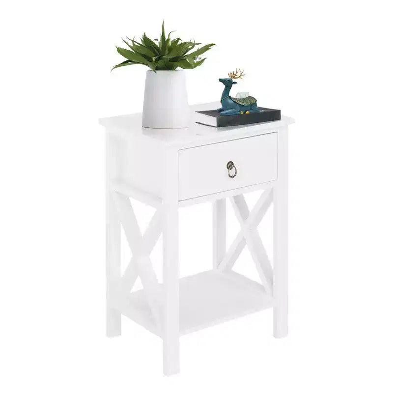 Table de chevet Karl Home à un tiroir en bois manufacturé (lot de 2)