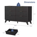 Commode Karl Home de 47 po avec double rangée de 6 tiroirs