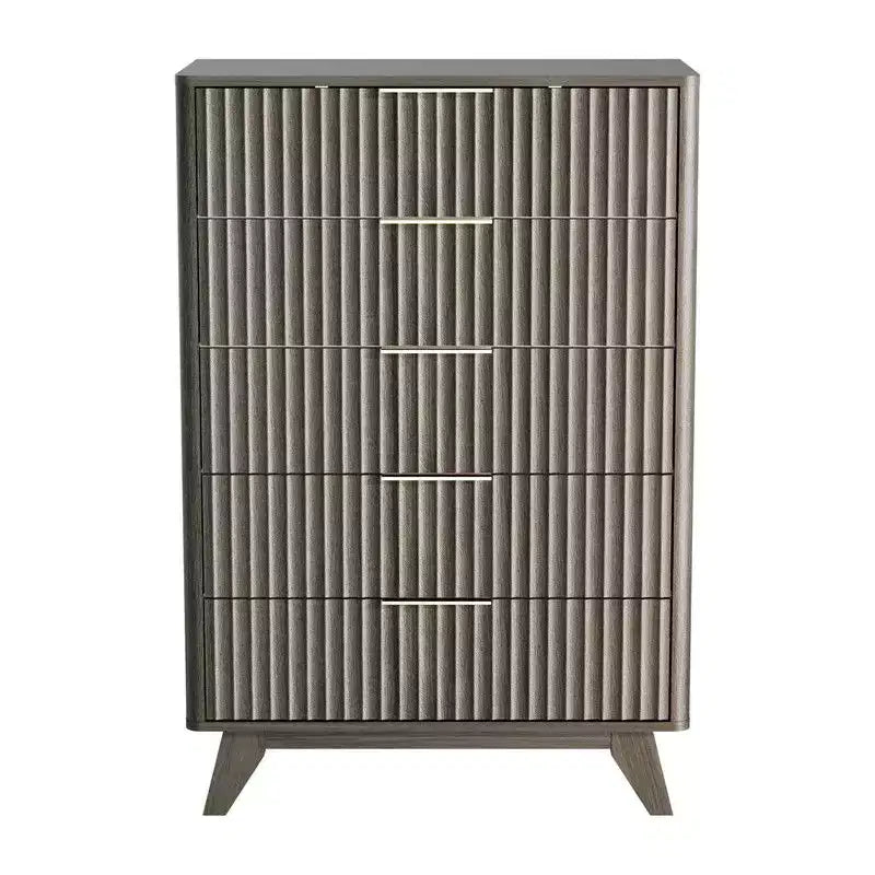 Karl Home Commode 5 Tiroirs Grille Panneaux de Particules P2 Panneaux de Fibres 30 po L.