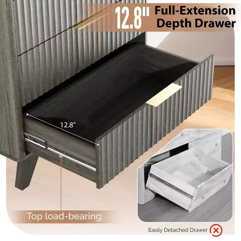 Karl Home Commode 5 Tiroirs Grille Panneaux de Particules P2 Panneaux de Fibres 30 po L.