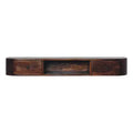 HomeRoots 43 Chestnut Solid Wood Floating Console Table With Shelf And Two Drawers