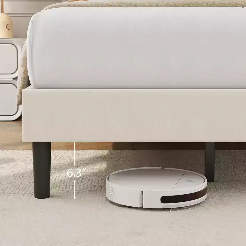 Lit plateforme double rembourré en velours avec tête de lit réglable, support métallique robuste, silencieux, aucun sommier tapissier requis