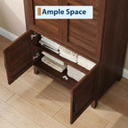 Armoire de chambre de 183 cm avec 4 portes, armoire en bois avec tringle à vêtements et étagère réglable, meuble de rangement pour vêtements