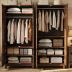 Armoire de chambre de 183 cm avec 4 portes, armoire en bois avec tringle à vêtements et étagère réglable, meuble de rangement pour vêtements