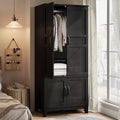 72 Inch Armoire Wardrobe Closet with 4 Doors, Wooden Bedroom Wardrobe with Hanging Rod And Adjustable Shelf, Clothing Storage Cabinet