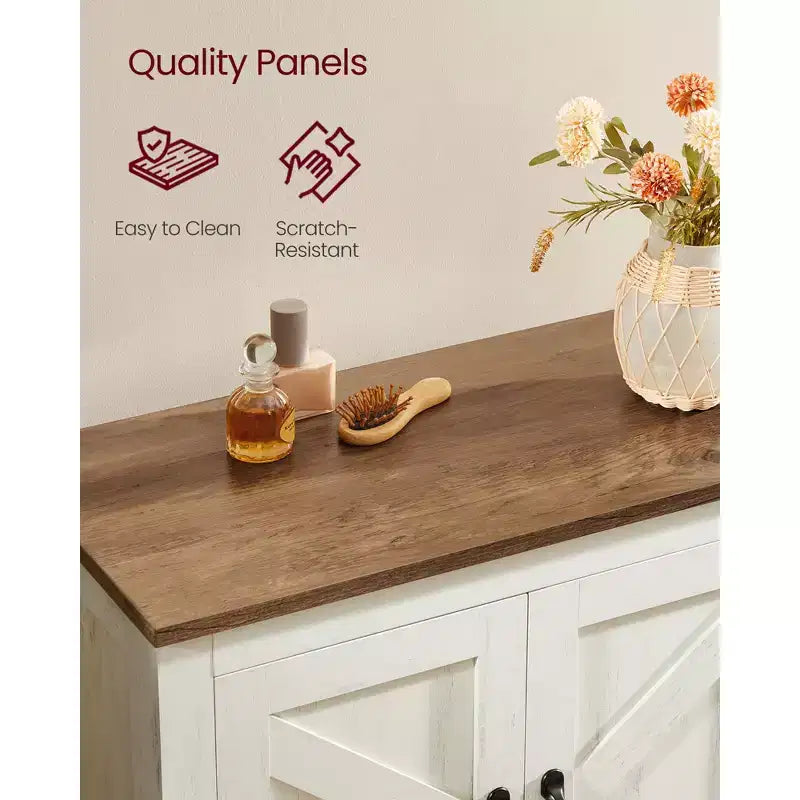 Collection VASAGLE LIRY - Meuble de rangement de style rustique, Meuble bas de salle de bain avec portes coulissantes, Meuble de cuisine sur pied, Étagères réglables