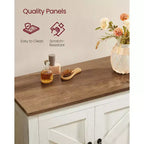 Collection VASAGLE LIRY - Meuble de rangement de style rustique, Meuble bas de salle de bain avec portes coulissantes, Meuble de cuisine sur pied, Étagères réglables