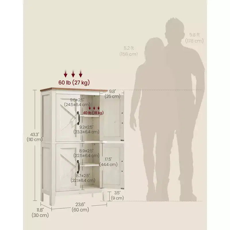 Collection VASAGLE LIRY - Meuble de rangement de style rustique, Meuble bas de salle de bain avec portes coulissantes, Meuble de cuisine sur pied, Étagères réglables