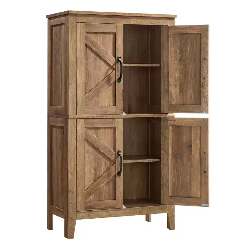 Collection VASAGLE LIRY - Meuble de rangement de style rustique, Meuble bas de salle de bain avec portes coulissantes, Meuble de cuisine sur pied, Étagères réglables