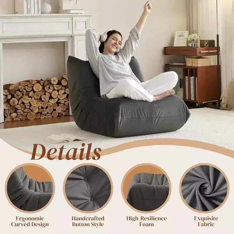 Canapé géant poire pour le sol, canapé paresseux en mousse à mémoire de forme pour adultes, grand pouf en simili cuir sans accoudoirs pour salon, chambre, dortoir, bureau