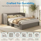 Lit escamotable convertible Queen Size Mjkone avec matelas, chargement USB, tiroirs de rangement