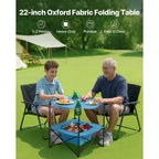 Table de camping pliante portable AEELLEEA avec 4 porte-gobelets, table de pique-nique extérieure en tissu Oxford