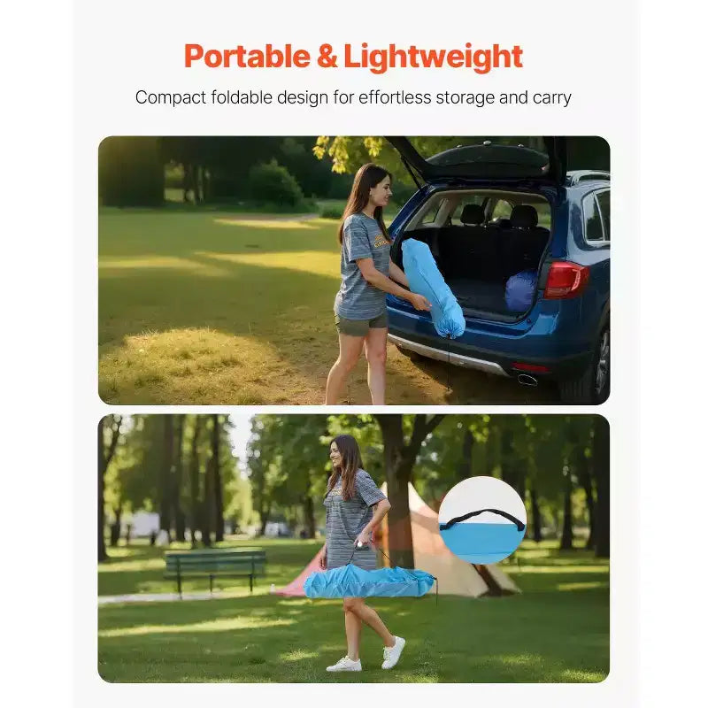 Table de camping pliante portable AEELLEEA avec 4 porte-gobelets, table de pique-nique extérieure en tissu Oxford