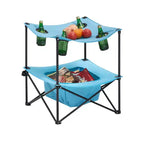 Table de camping pliante portable AEELLEEA avec 4 porte-gobelets, table de pique-nique extérieure en tissu Oxford