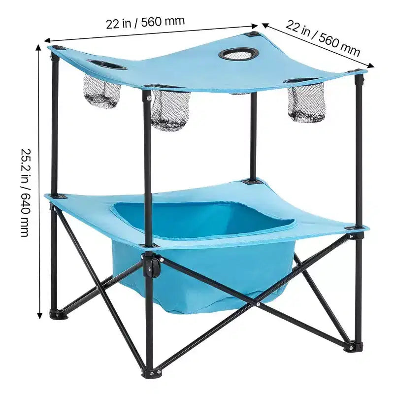Table de camping pliante portable AEELLEEA avec 4 porte-gobelets, table de pique-nique extérieure en tissu Oxford
