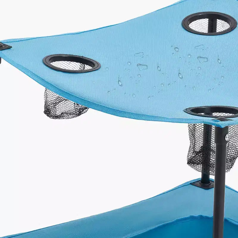 Table de camping pliante portable AEELLEEA avec 4 porte-gobelets, table de pique-nique extérieure en tissu Oxford