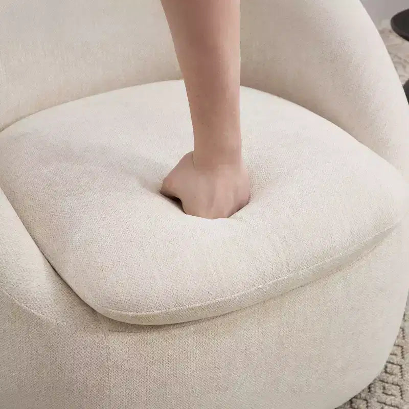 Fauteuil d'appoint pivotant Bekrvio, fauteuil baril en chenille avec coussin épais, fauteuil de salon moderne avec base en métal pour salon chambre à coucher