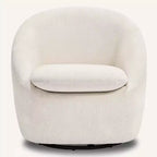 Fauteuil d'appoint pivotant Bekrvio, fauteuil baril en chenille avec coussin épais, fauteuil de salon moderne avec base en métal pour salon chambre à coucher