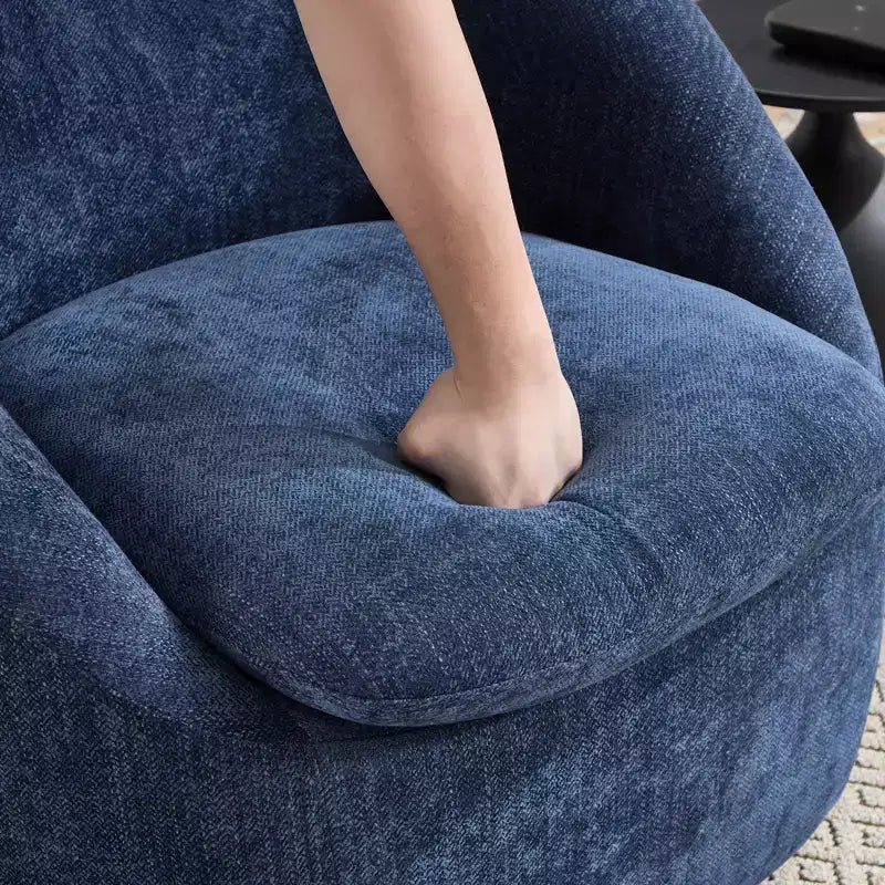 Fauteuil d'appoint pivotant Bekrvio, fauteuil baril en chenille avec coussin épais, fauteuil de salon moderne avec base en métal pour salon chambre à coucher