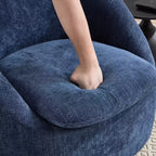 Fauteuil d'appoint pivotant Bekrvio, fauteuil baril en chenille avec coussin épais, fauteuil de salon moderne avec base en métal pour salon chambre à coucher