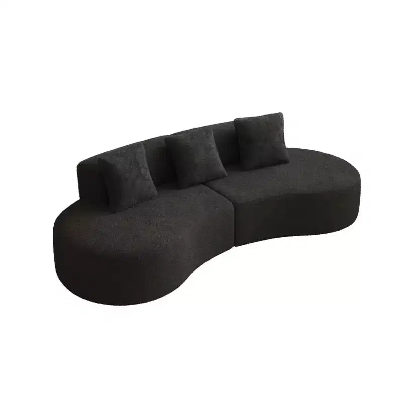 Canapé modulaire MAYEERTY incurvé en velours 5 places avec coussins décoratifs