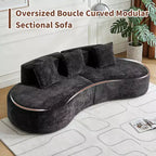 Canapé modulaire MAYEERTY incurvé en velours 5 places avec coussins décoratifs