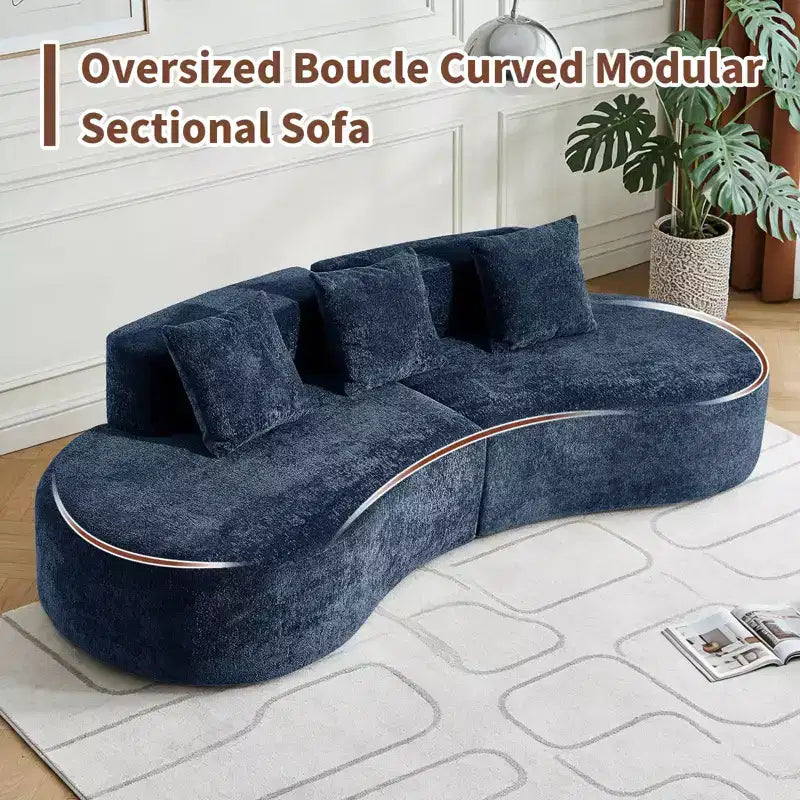 Canapé modulaire MAYEERTY incurvé en velours 5 places avec coussins décoratifs