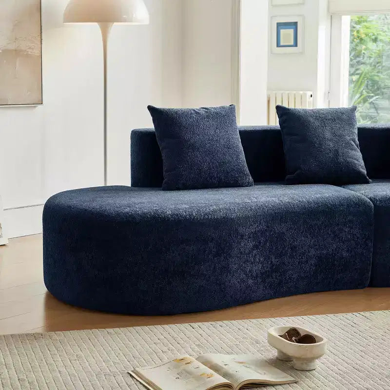 Canapé modulaire MAYEERTY incurvé en velours 5 places avec coussins décoratifs
