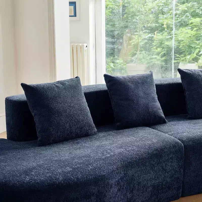 Canapé modulaire MAYEERTY incurvé en velours 5 places avec coussins décoratifs
