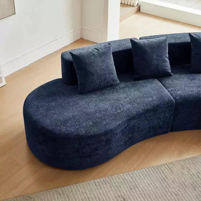 Canapé modulaire MAYEERTY incurvé en velours 5 places avec coussins décoratifs